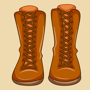 棕色系带高筒靴