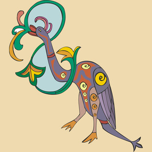 传统风格彩色鸟形装饰图案