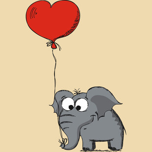 大象牵爱心气球