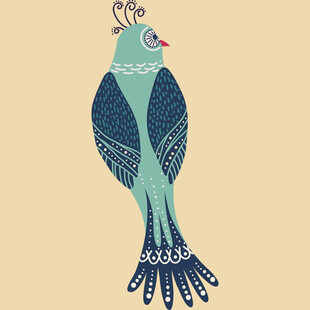 手绘装饰风蓝绿色鸟儿