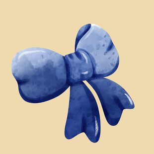 蓝色水彩蝴蝶结装饰图案