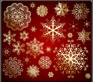 红色背景金色雪花图案