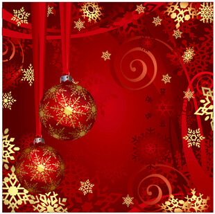 红色圣诞装饰球与雪花