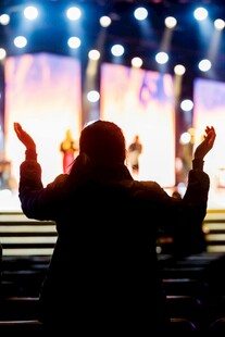 舞台前观众双手高举瞬间