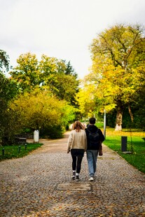 秋日小径上的温馨漫步