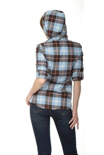 格子连帽上衣背影展示