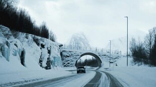 冬日雪路隧道景观