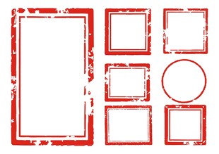 复古红色边框印章传统图形集合