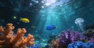 海底奇幻珊瑚与多彩鱼群