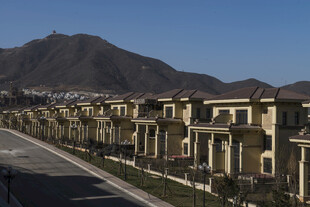 一排别墅背靠青山而立