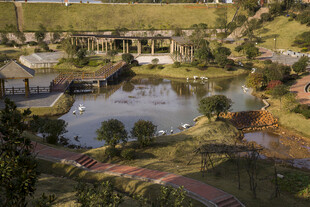 湖畔园林景观鸟瞰图