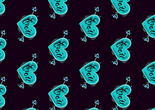 蓝心图案无缝背景纹理