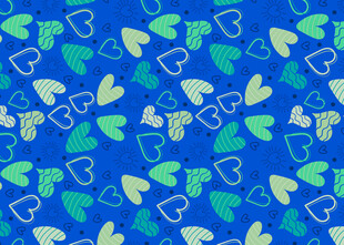 蓝底多彩心形眼镜图案