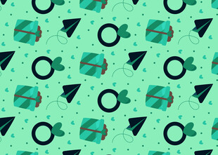 绿色卡通图案无缝背景图