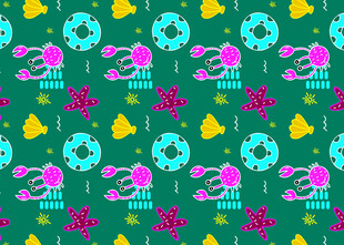 多彩花卉小鸟图案背景