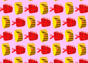 粉色背景的鱼和薯条图案