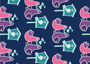 可爱动物箭头图案背景