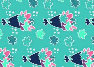 花卉飞鸟图案的清新背景