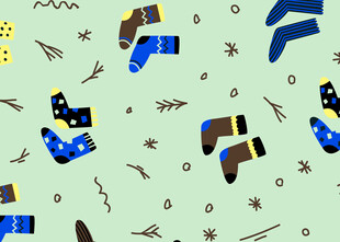 多彩袜子图案背景设计