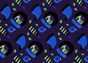 紫色背景的简约科技元素图案