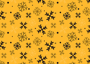 黄色底黑色雪花图案背景