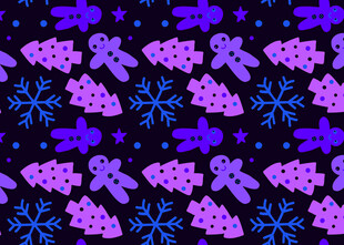 紫色圣诞元素无缝图案