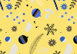 黄色背景雪花等元素图案