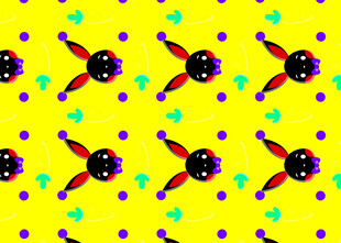 黄色背景的卡通昆虫图案