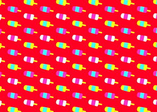 红色多彩图案印花布料