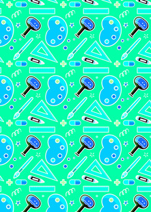 绿色背景的绘画工具图案