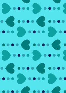 蓝绿色心形波点图案背景