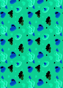 蓝绿相间抽象图案纹理