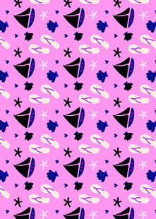 粉色背景爱心星星图案