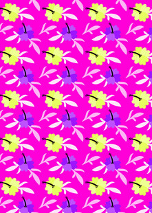 粉色背景多彩花卉图案