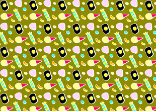 多彩卡通图案背景纹理