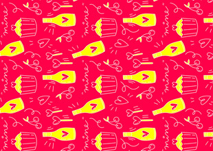 红色底黄色图案无缝花纹
