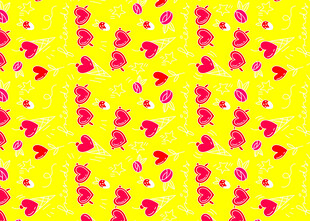 黄色背景上的粉色图案
