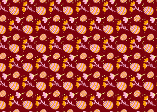 红色底多彩图案无缝背景