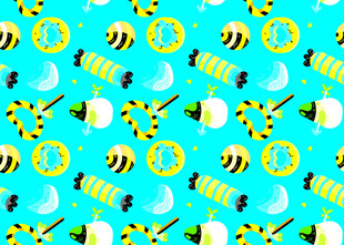 清新萌趣蜜蜂图案背景