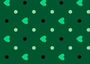 绿色心形波点图案背景