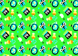绿色背景卡通图案无缝纹理