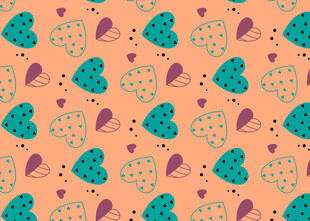 心形图案的多彩无缝背景