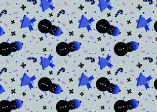 蓝色星星黑猫图案背景