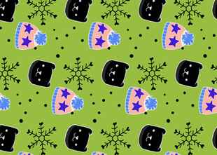 绿色底多彩图案无缝背景