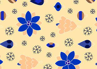 蓝花黄底清新图案纹理