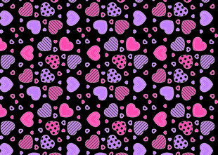 心形花朵图案黑色背景纹理
