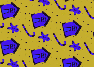 紫色图案黄色背景装饰图