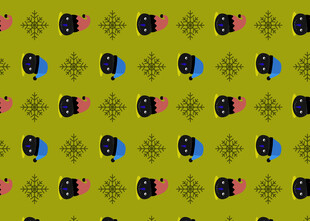 绿色背景卡通图案无缝纹理