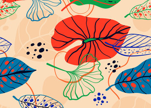 多彩植物叶片图案设计