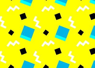 黄底蓝块几何图案背景